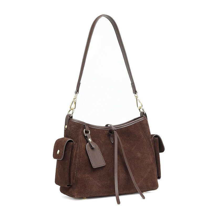 Retro Matte Genuine Cowhide Utility Shoulder Bag