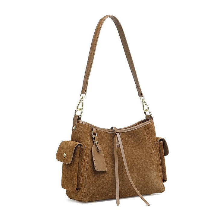 Retro Matte Genuine Cowhide Utility Shoulder Bag