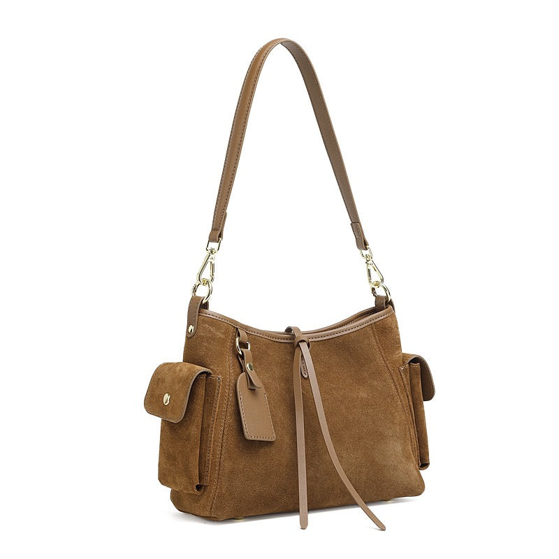 Retro Matte Genuine Cowhide Utility Shoulder Bag