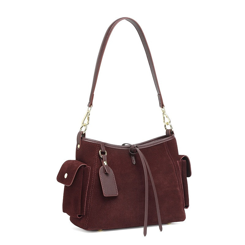 Retro Matte Genuine Cowhide Utility Shoulder Bag