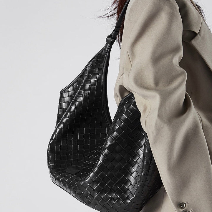 Women's Genuine Leather Woven Commuter Bag