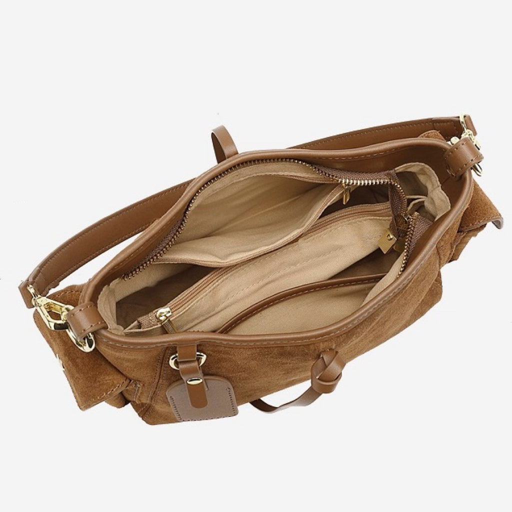 Retro Matte Genuine Cowhide Utility Shoulder Bag