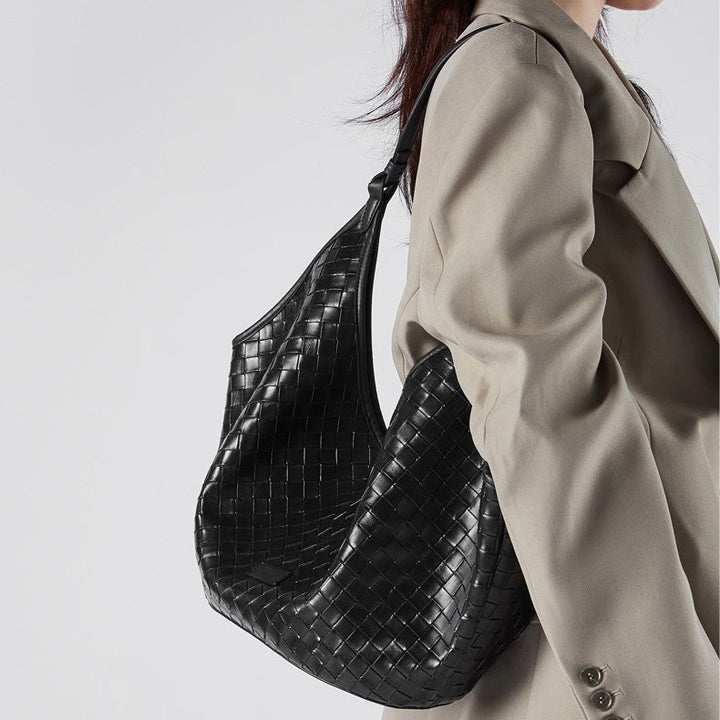 Women's Genuine Leather Woven Commuter Bag