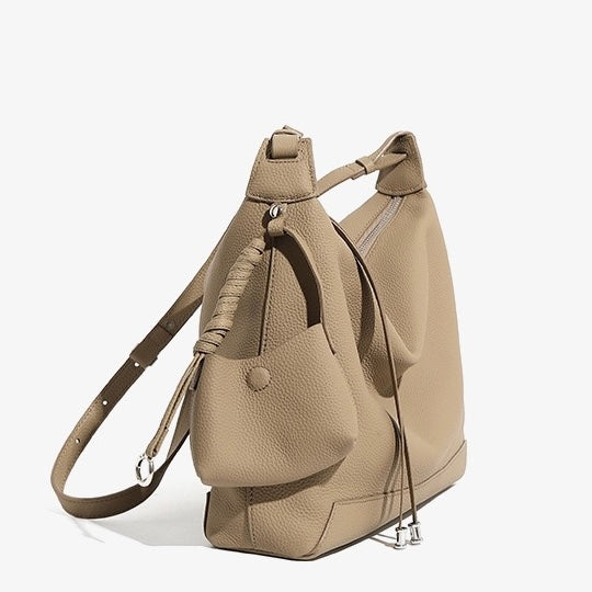 Minimalist Genuine Leather Large Capacity Commuter Tote Shoulder Bag