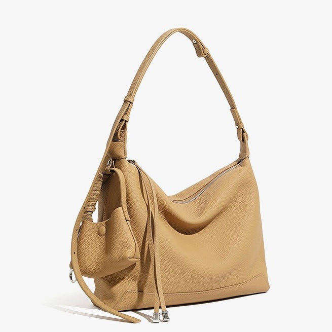 Minimalist Genuine Leather Large Capacity Commuter Tote Shoulder Bag
