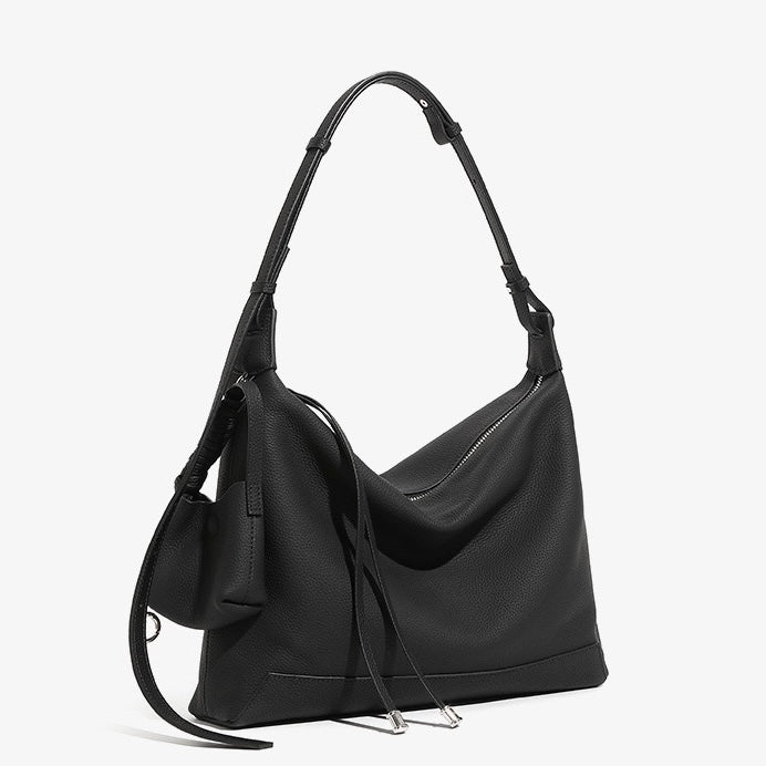 Minimalist Genuine Leather Large Capacity Commuter Tote Shoulder Bag