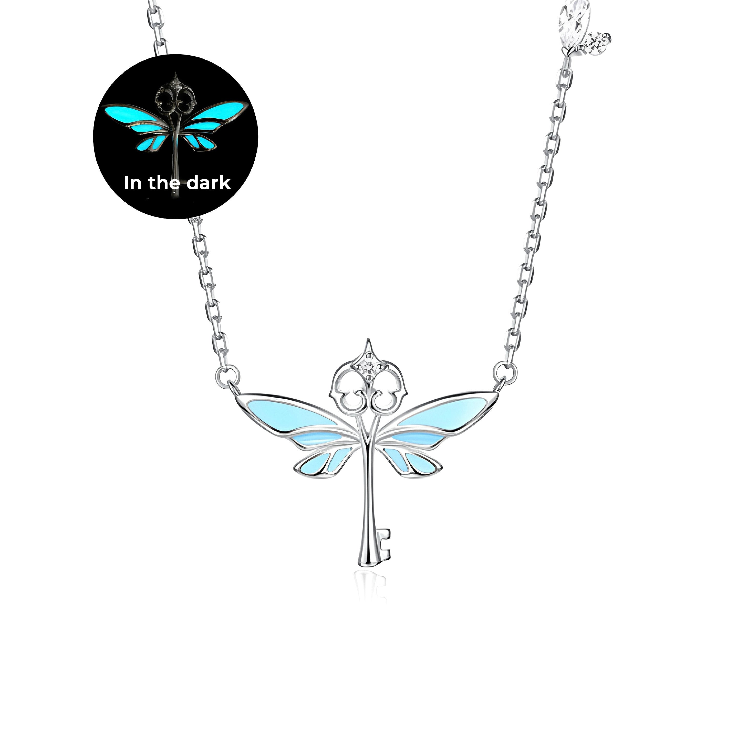 Luminous Magic Blue Butterfly Key Necklace