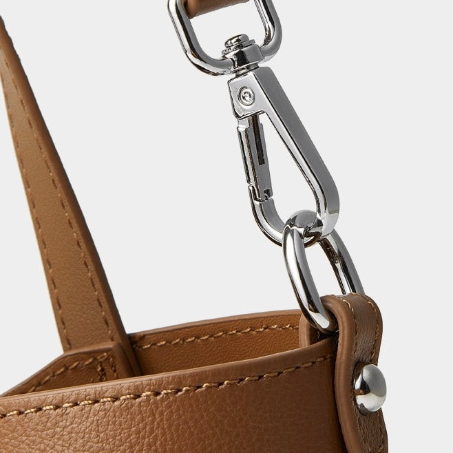 Women's Genuine Leather Handbag with Signature Ribbon Embellishment