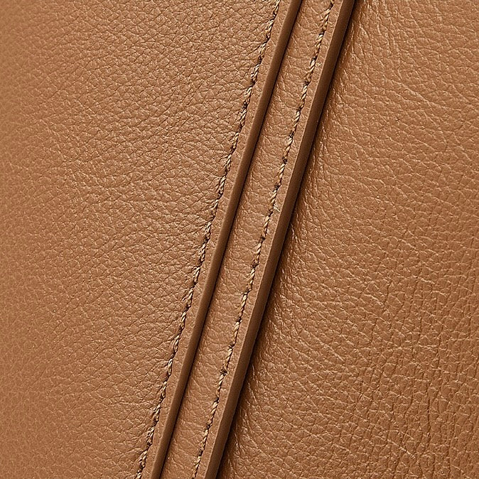 Women's Genuine Leather Handbag with Signature Ribbon Embellishment