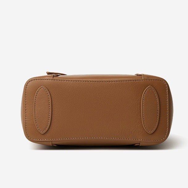 Women's Genuine Leather Handbag with Signature Ribbon Embellishment