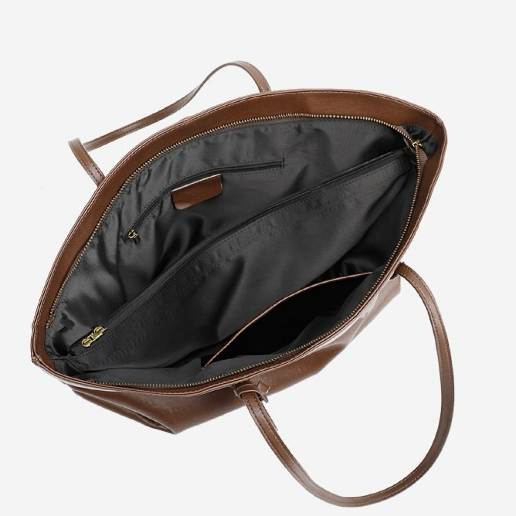 Large Vintage Leather Tote with Signature Luggage Tag