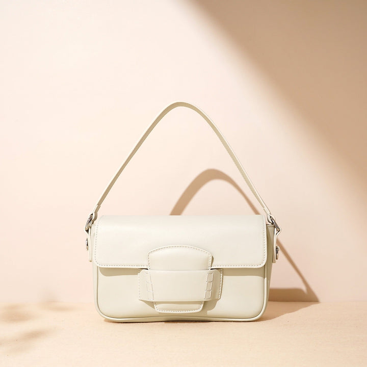 Women’s Genuine Leather Small Square Shoulder Bag – Minimalist Flap Crossbody