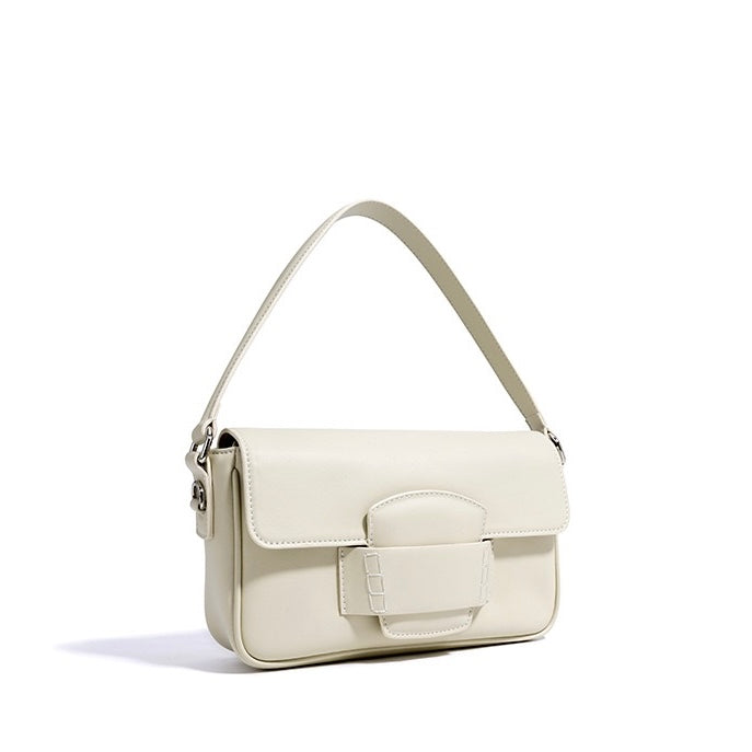 Women’s Genuine Leather Small Square Shoulder Bag – Minimalist Flap Crossbody