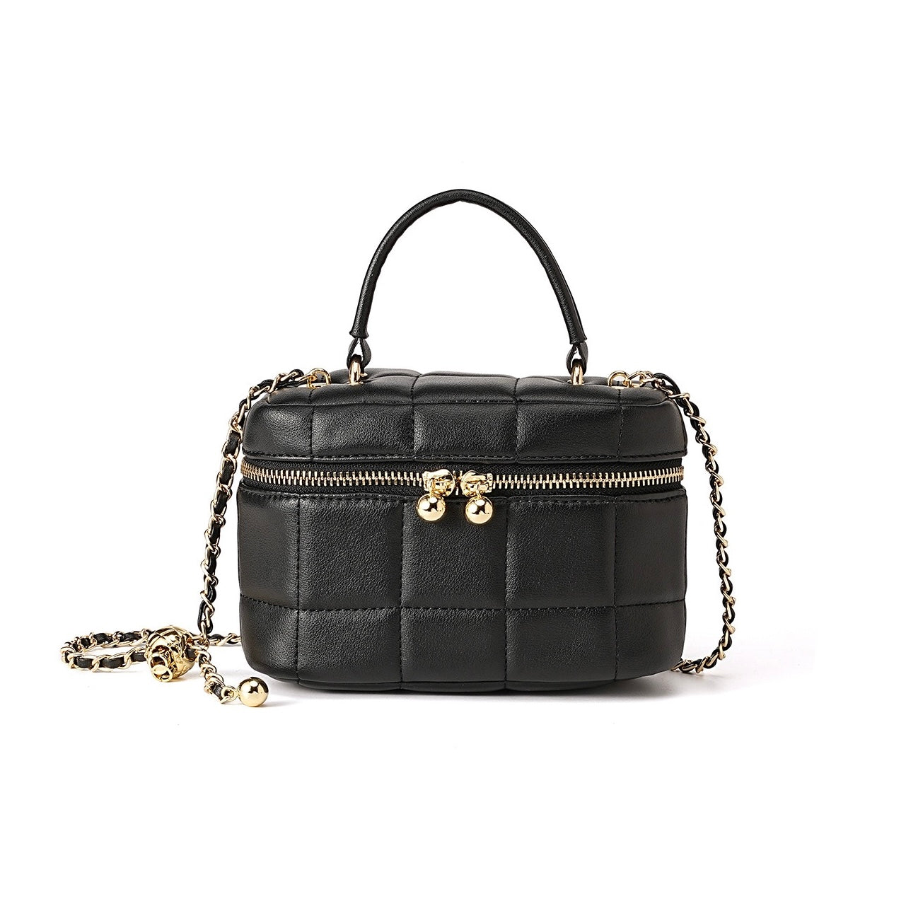 Women's Genuine Leather Textured Chain Shoulder Bag