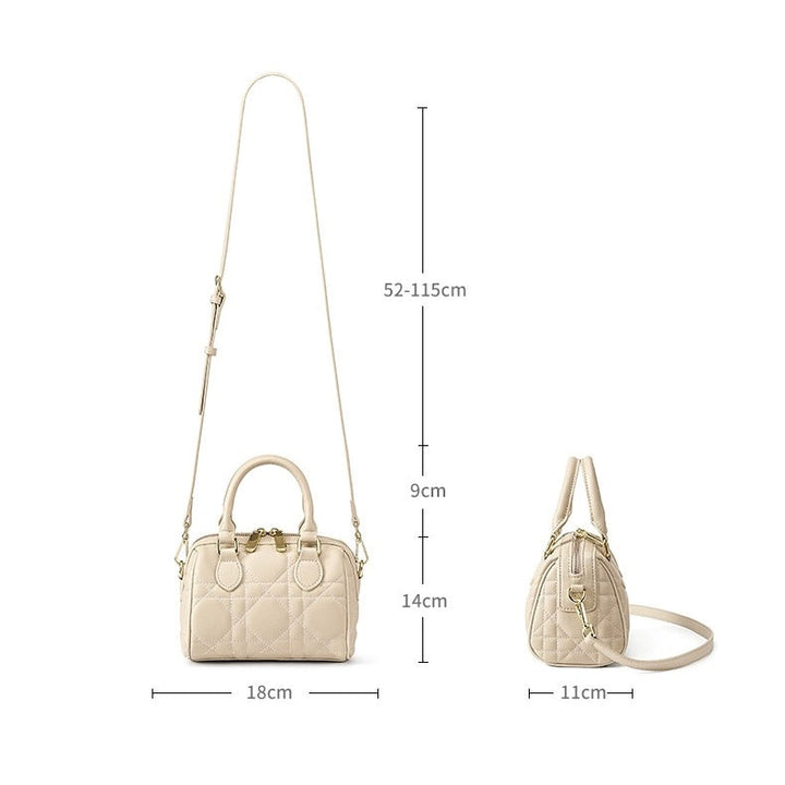 Women's Genuine Leather Quilted Boston Clutch Bag