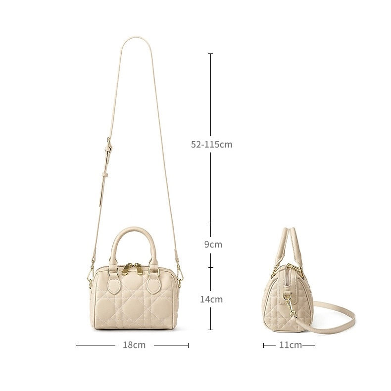 Women's Genuine Leather Quilted Boston Clutch Bag