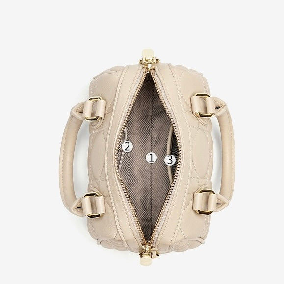 Women's Genuine Leather Quilted Boston Clutch Bag