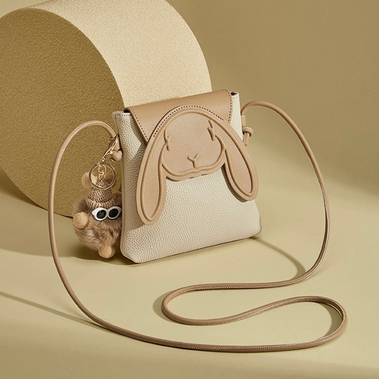 Rabbit - Inspired Women's Genuine Leather Mini Crossbody Phone Bag