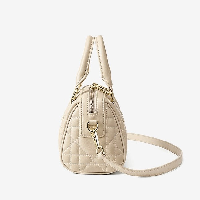 Women's Genuine Leather Quilted Boston Clutch Bag