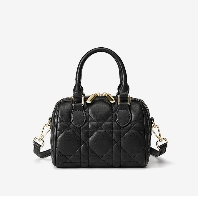 Women's Genuine Leather Quilted Boston Clutch Bag