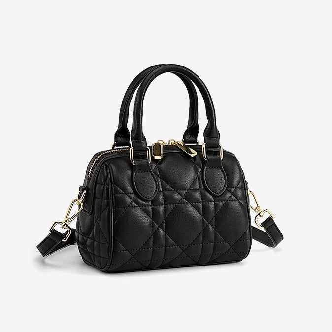 Women's Genuine Leather Quilted Boston Clutch Bag