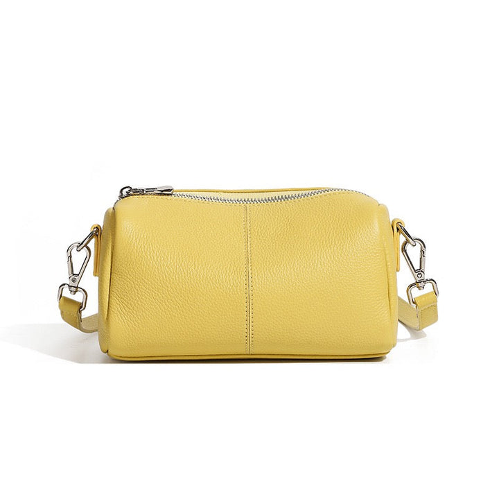 Women's Top Grain Soft Cowhide Cylinder Clutch Bag