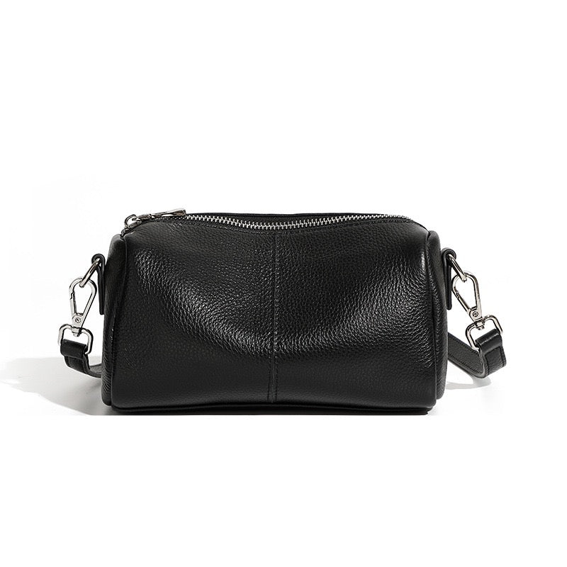 Women's Top Grain Soft Cowhide Cylinder Clutch Bag