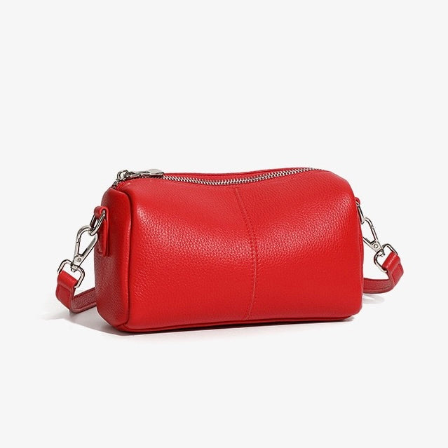 Women's Top Grain Soft Cowhide Cylinder Clutch Bag