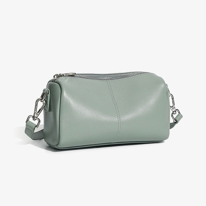 Women's Top Grain Soft Cowhide Cylinder Clutch Bag