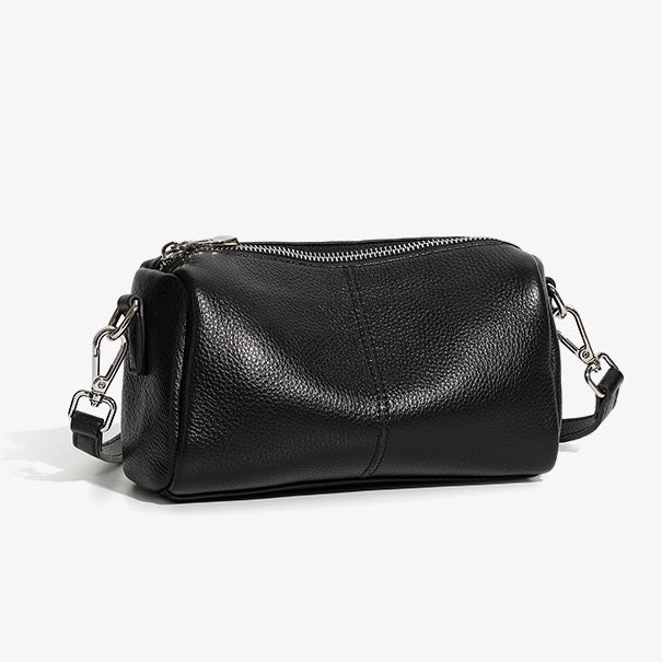 Women's Top Grain Soft Cowhide Cylinder Clutch Bag