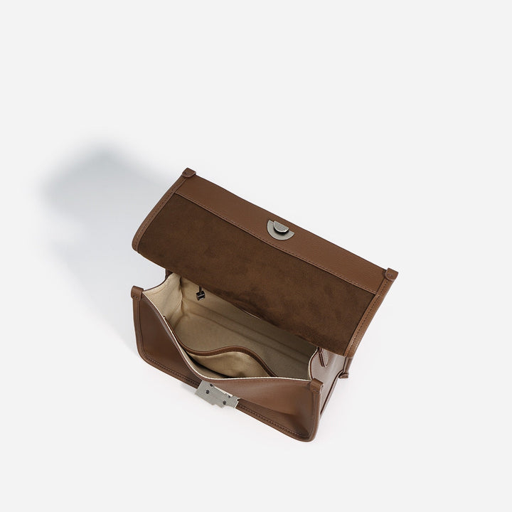 Women’s Genuine Leather Small Square Bag with Double Straps and Single Chain