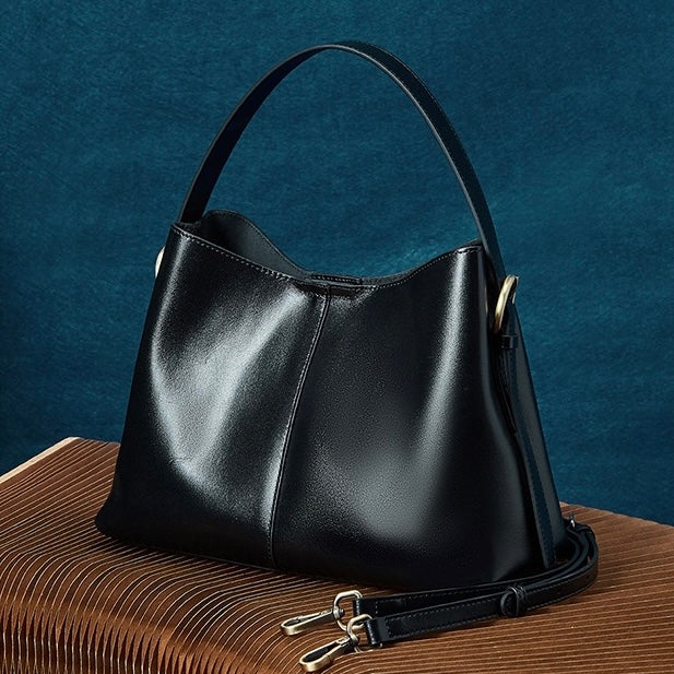 Women’s Genuine Leather Large Tote Shoulder Bag – Vegetable-Tanned Commuter Crossbody