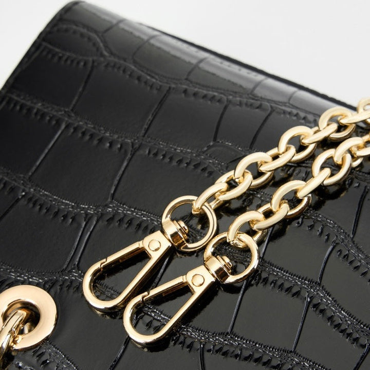 Women’s Genuine Leather Elegant Top-Handle Handbag – Croc Embossed Classic Style