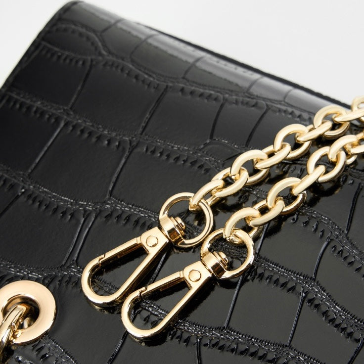 Women’s Genuine Leather Elegant Top-Handle Handbag – Croc Embossed Classic Style