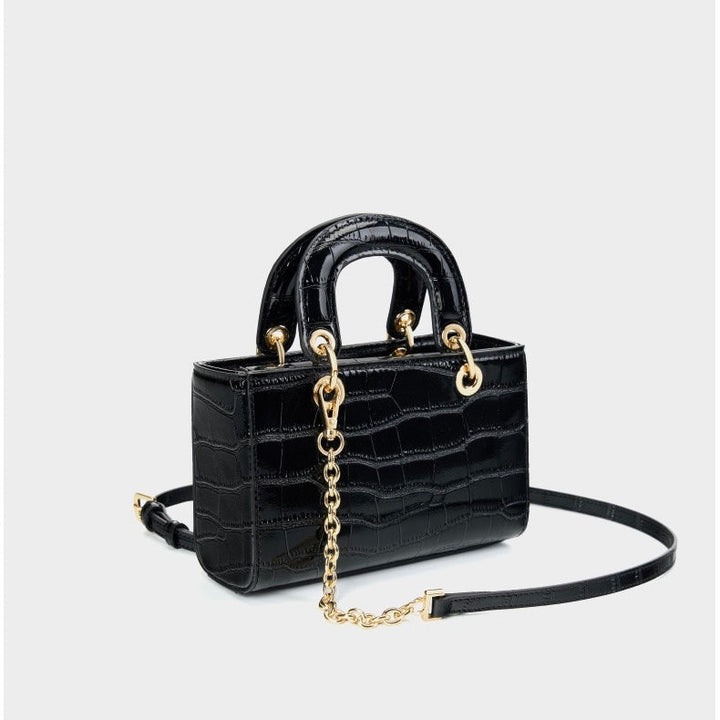 Women’s Genuine Leather Elegant Top-Handle Handbag – Croc Embossed Classic Style