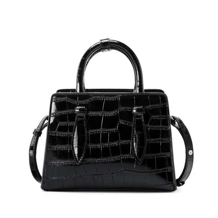 Women’s Genuine Leather Top Handle Bag – French Alligator-Texture Square Crossbody