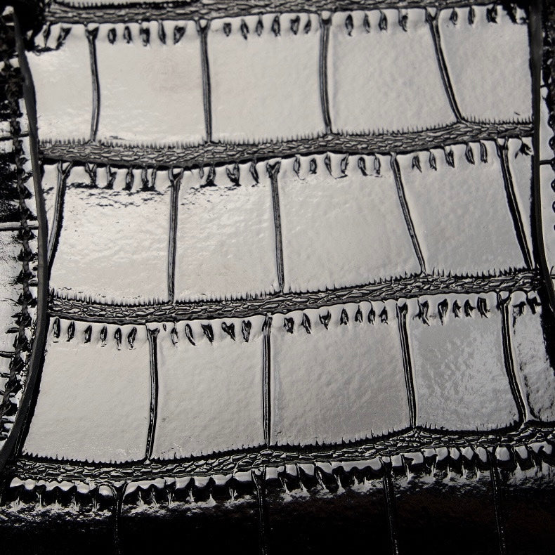 Women’s Genuine Leather Top Handle Bag – French Alligator-Texture Square Crossbody