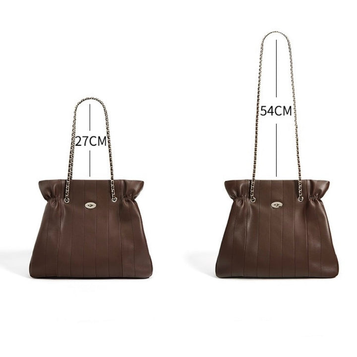 Women’s Genuine Leather Large Capacity Minimalist Chain Shoulder Bag