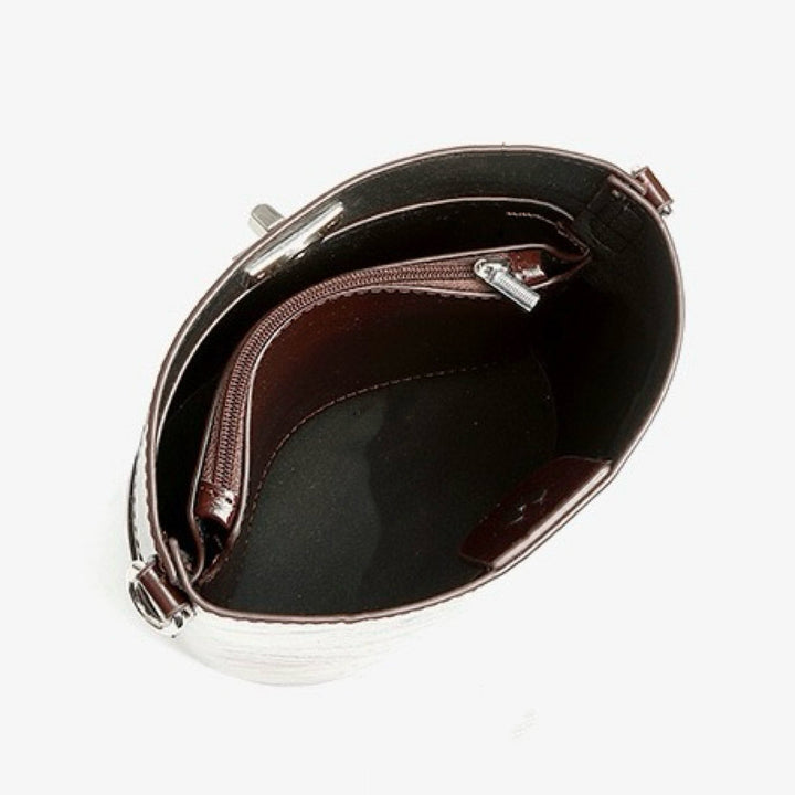 Women's Luxury Waxed Top Grain Leather Bucket Bag