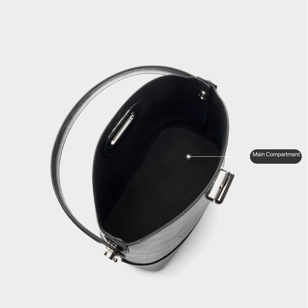 Women’s Genuine Leather Mini Bucket Shoulder Bag – Chic Turn-Lock Crossbody