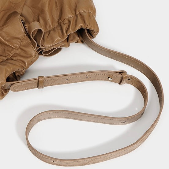 Women’s Genuine Leather Lazy Style Drawstring Crossbody Bag