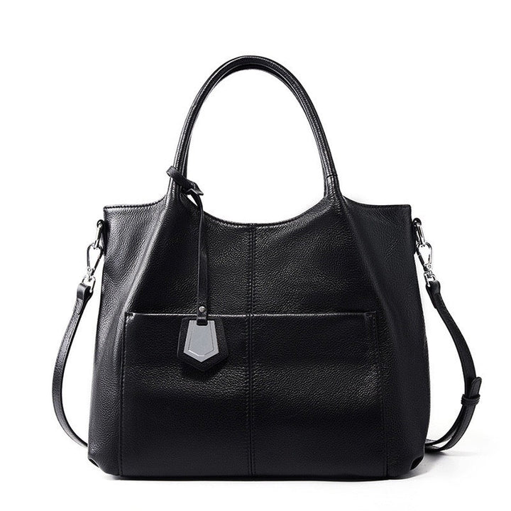 Women’s Genuine Leather Large Capacity Tote Shoulder Bag – Elegant Commuter Style