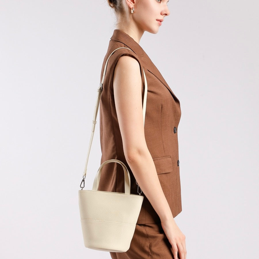 Women's Genuine Leather Minimalist Crossbody Bucket Bag