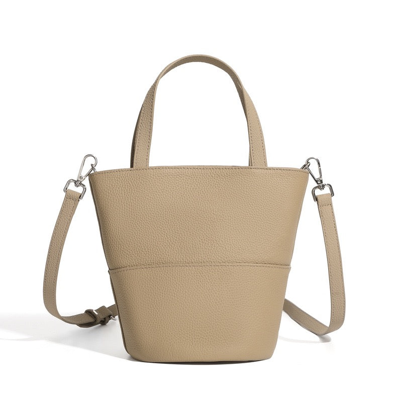 Women's Genuine Leather Minimalist Crossbody Bucket Bag