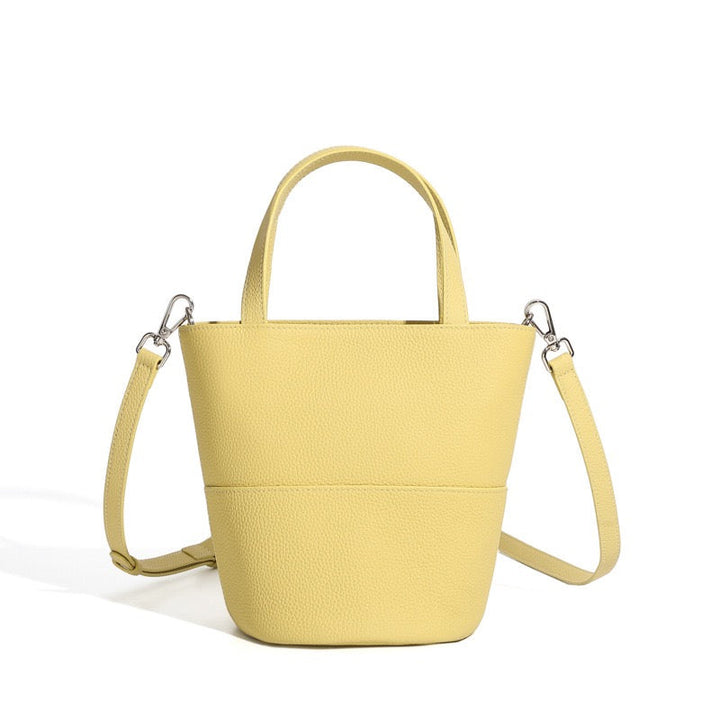 Women's Genuine Leather Minimalist Crossbody Bucket Bag