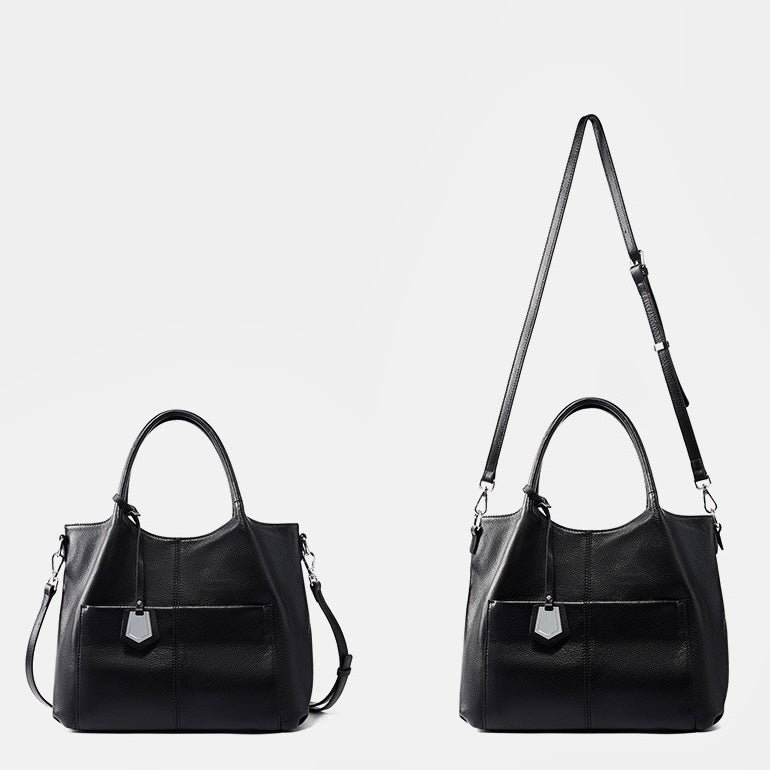 Women’s Genuine Leather Large Capacity Tote Shoulder Bag – Elegant Commuter Style