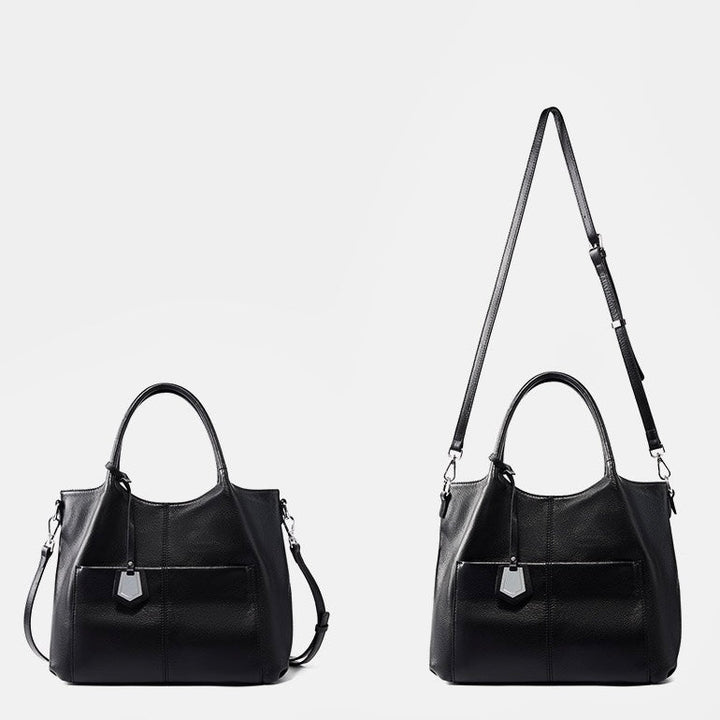 Women’s Genuine Leather Large Capacity Tote Shoulder Bag – Elegant Commuter Style