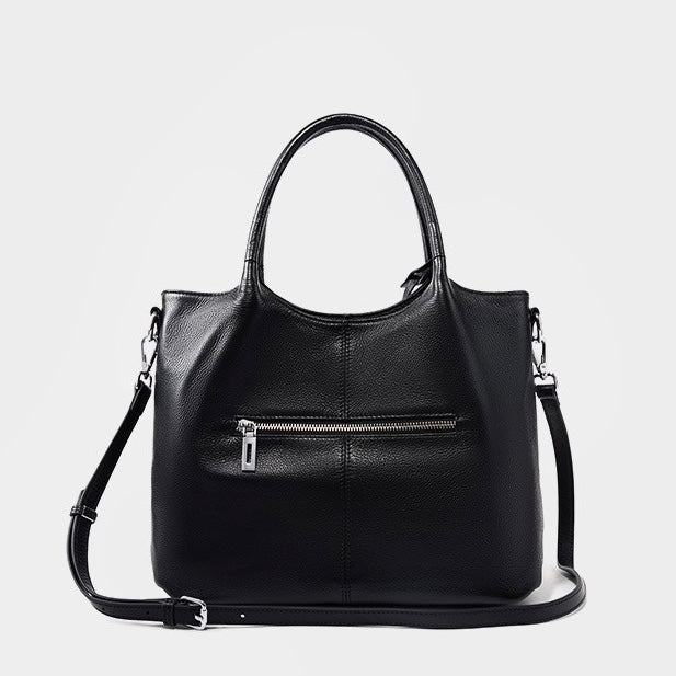 Women’s Genuine Leather Large Capacity Tote Shoulder Bag – Elegant Commuter Style