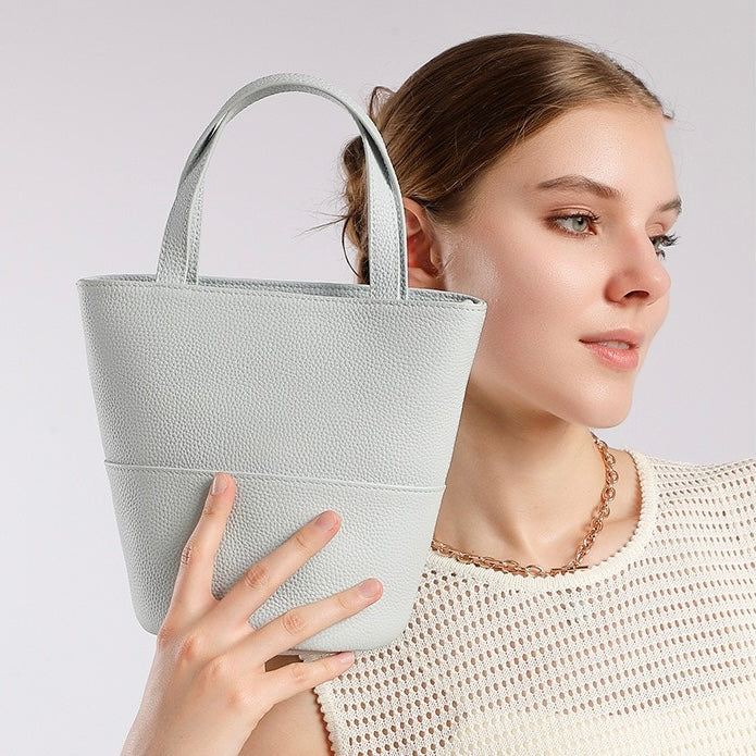 Women's Genuine Leather Minimalist Crossbody Bucket Bag