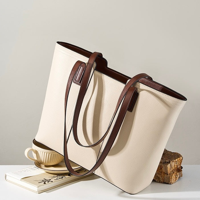 Women’s Genuine Leather Large Capacity Tote Shoulder Bag – Commuter Everyday Purse